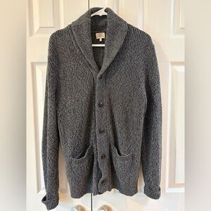 Faherty Charcoal Marled Cotton Shawl Collar Cardigan Size M